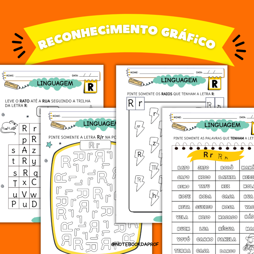 Sequência Alfabetização Letra R - Notebook da Prof